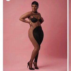 Black and Tan Mesh Jumpsuit